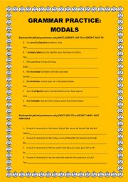 English Worksheet: Grammar Practice: Modals