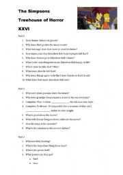 English Worksheet: simpsons treehouse of horror XXVI worksheet