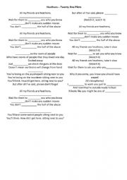 English Worksheet: HEATHES SONG