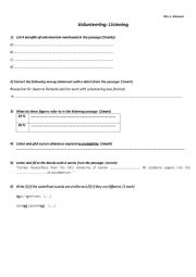 English Worksheet: listening test on volunteering