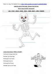 English Worksheet: The Skeleton Dance