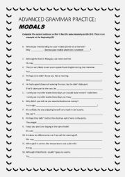 ADVANCED GRAMMAR PRACTICE: MODALS