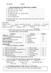 English Worksheet: 7th form review