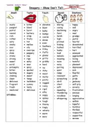 English Worksheet: Imagery - Show Don�t Tell