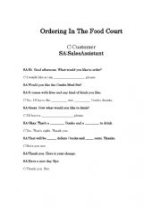 English Worksheet: Ordering Food In A Food Court Or Fast Food Shop Role-Play Full Dialogue And Dialogue Boxes 