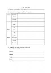 English Worksheet: A year on our farm worksheet