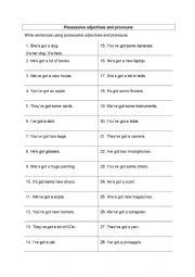 English Worksheet: Possessive adjectives and pronouns