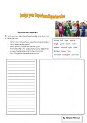 English Worksheet: Draw your Superhero/Superheroine