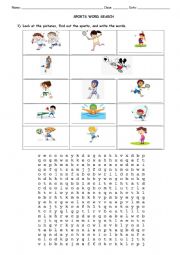 English Worksheet: Sports Word search