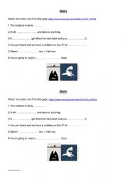 English Worksheet: JAWS-The Trailer