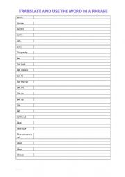 English Worksheet: A2 Vocabulary chart (G)