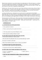 English Worksheet: comprehension