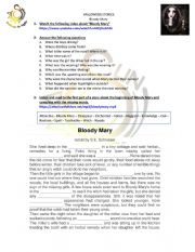 English Worksheet: Halloween Story - Bloody Mary