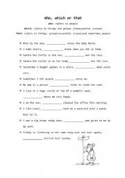 English Worksheet: who which that
