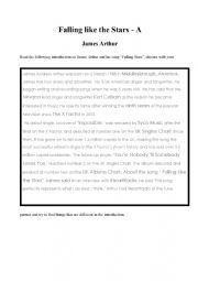 English Worksheet:  Falling like the Stars - James Arthur