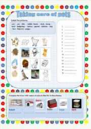 English Worksheet: TAKING CARE OF PETS