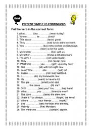 English Worksheet: Present Simple vs Continuous