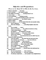 English Worksheet: Adjectives and Prepositions 