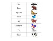 English Worksheet: ANIMALS MEMORY GAME