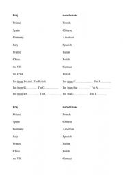English Worksheet: countries&nationalities-matching
