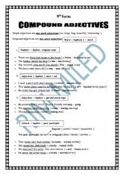 English Worksheet: compound adjectives