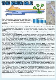 The Nile. The longest river. Reading + comprehension exercises + KEY