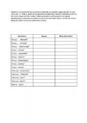 English Worksheet: Sports Activity Speaking Worksheet 