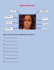 English Worksheet: PARTS OF THE FACE