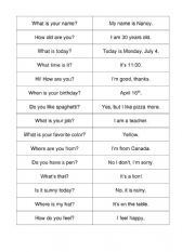 English Worksheet: Question answer game
