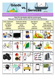 English Worksheet: Goods vs Services ESL Kids