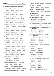 English Worksheet: Diagnostic