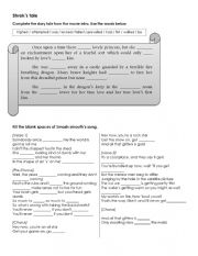 English Worksheet: Past simple with shrek movie