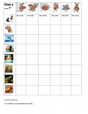 English Worksheet: Animals abilities