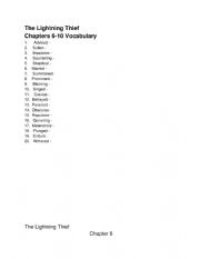 English Worksheet: Percy Jackson Lighnting Chapters 6-10