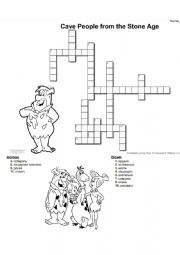 Crossword to the worksheet Cave People