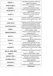 English Worksheet: banking - match