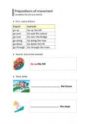 English Worksheet: Prepositions of movement