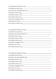 English Worksheet: Family Dictation