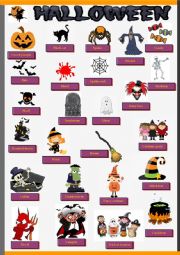English Worksheet: Happy Halloween. Pictionary