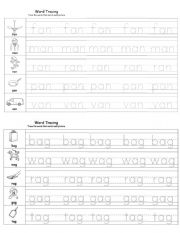 English Worksheet: Short Vowel A Tracing Worksheet