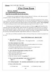 English Worksheet: FIRST TERM EXAM