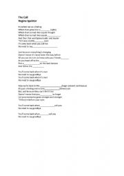 English Worksheet: Regina Spektor The Call Song