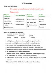 English Worksheet: celebrations vocabulary 