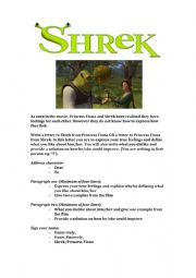 English Worksheet: Shrek Character Letter