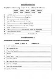 English Worksheet: Present continuous