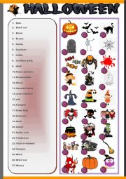 English Worksheet: Happy Halloween Vocabulary + KEY  