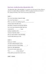 English Worksheet: Song You must have been a beautiful baby
