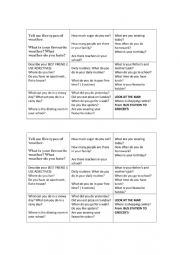 English Worksheet: three in a row