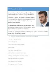 English Worksheet: Reading coprehension for beginners