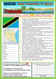 English Worksheet: The Nile, from TANZANIA to Egypt. (1) Reading and/or web-search. + KEY